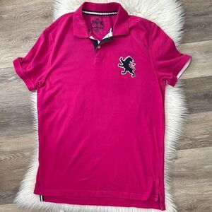 Express Pink Polo Shirt with Navy Trim